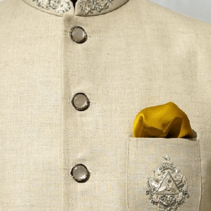 Emperor’s Linen Bandhgala/Nawab Ivory Jodhpuri Suit - Image 6