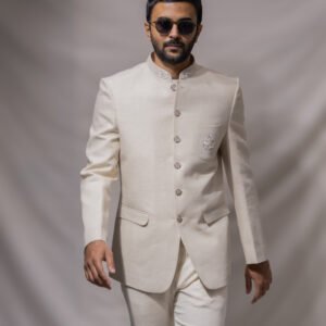 Emperor’s Linen Bandhgala/Nawab Ivory Jodhpuri Suit