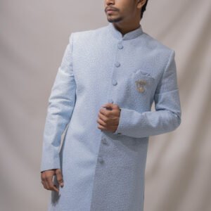 Light Blue Textured Sherwani