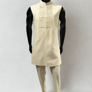 Opulent Ivory Silk Attire Indo Western - Image 3