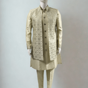 Majestic Embroidered Silk Kurta Jacket Set