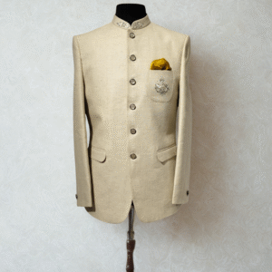 Emperor’s Linen Bandhgala/Nawab Ivory Jodhpuri Suit - Image 5
