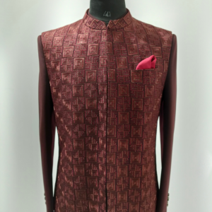 Royal Geometric Jacquard Bandhgala/Jodhpuri Suit