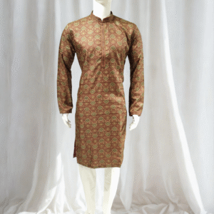 Regal Geometric Kurta (Maroon & Brown)