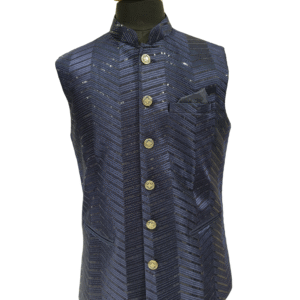 Midnight Chevron Majesty – Designer Nehru Jacket/Koti/Waistcoat