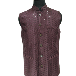 Midnight Chevron Majesty – Designer Nehru Jacket/Koti/Waistcoat - Image 4