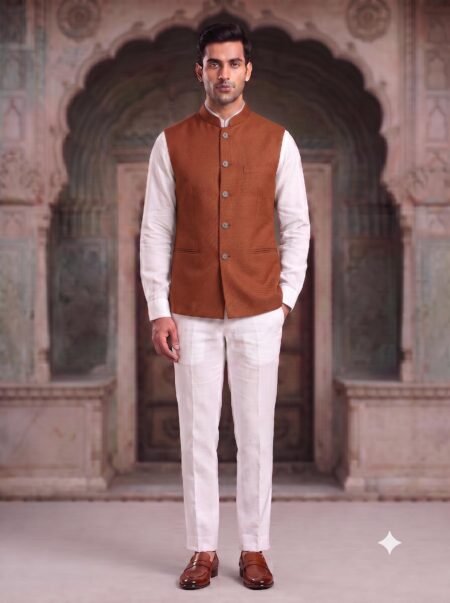 Mens Wool Waistcoat: Modi Nehru Jacket Mandarin Collar Vest Ethnic Wedding Groomsman