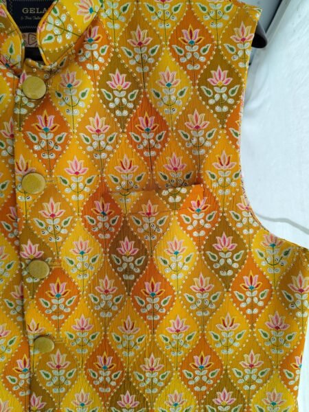 Mens Indian Waistcoat Floral Brocade Nehru Jacket Ethnic Wedding Groomsman Vest