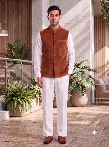 Mens Corduroy Waistcoat: Modi Nehru Jacket Mandarin Collar Vintage Casual Formal Ethnic